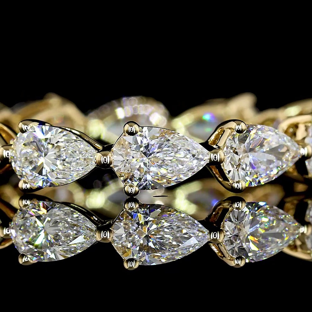14K Yellow Gold East-West Eternity Band with Pear Shaped Lab Grown Diamonds - 1.83 Carats Total Diamond Weight - Covaloro Fine Jewelry