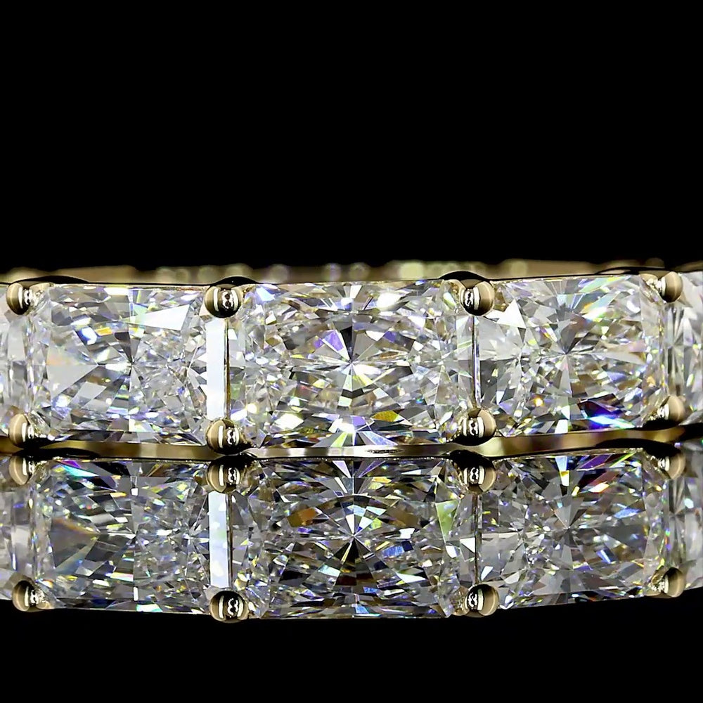 14K Yellow Gold East-West Eternity Band with Radiant Cut Lab Diamonds - 3.33 Carat Total Weight - Covaloro Fine Jewelry