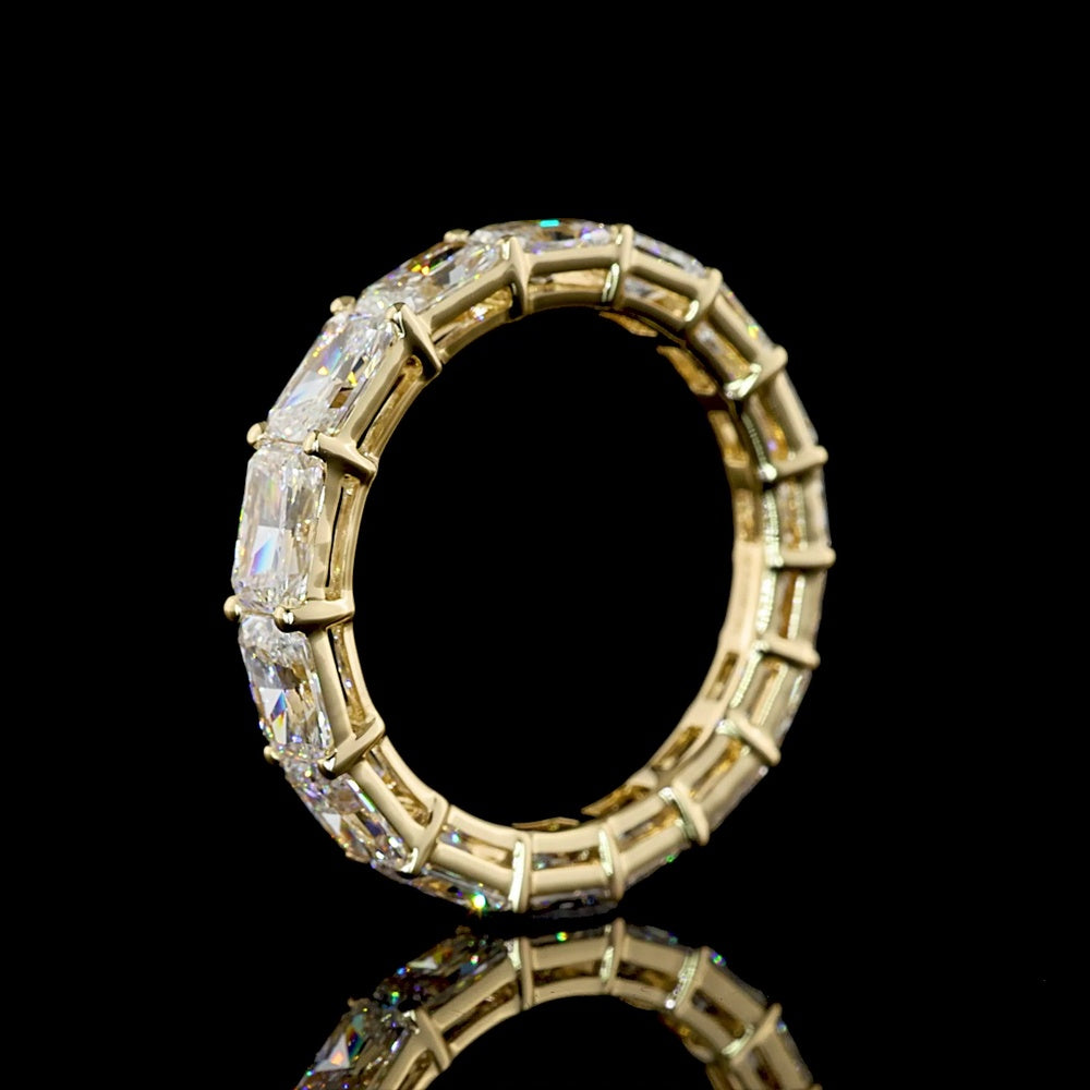 14K Yellow Gold East-West Eternity Band with Radiant Cut Lab Diamonds - 3.33 Carat Total Weight - Covaloro Fine Jewelry