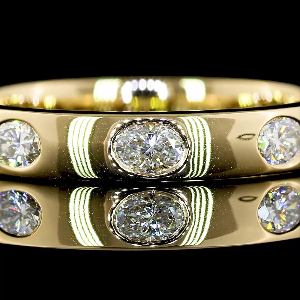 14K Yellow Gold East-West Eternity Band with Seven Oval-Cut Lab Grown Diamonds - 0.59 Carat Total Weight, E-F Color VS2 Clarity - Covaloro Fine Jewelry