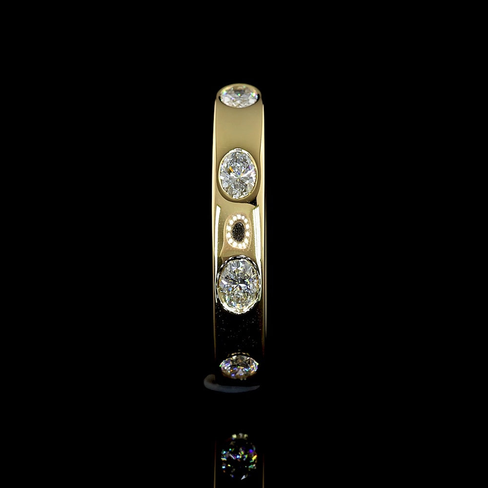 14K Yellow Gold East-West Eternity Band with Seven Oval-Cut Lab Grown Diamonds - 0.59 Carat Total Weight, E-F Color VS2 Clarity - Covaloro Fine Jewelry