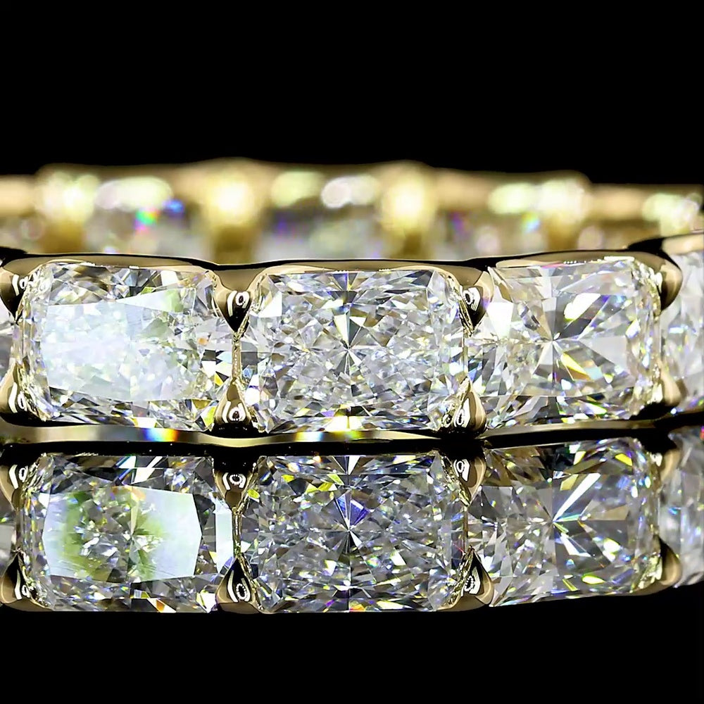 14K Yellow Gold East-West Eternity Band with U-Prong Set Radiant Cut Lab Diamonds - 3.28 Carat Total Weight - Covaloro Fine Jewelry