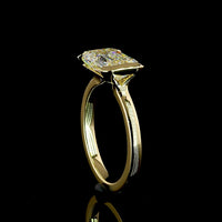 14K Yellow Gold East-West Half Bezel Solitaire Ring with 3.01 Carat Emerald Cut Lab Diamond - E-F Color VS1 Clarity IGI Certified - Covaloro Fine Jewelry