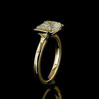 14K Yellow Gold East-West Half Bezel Solitaire Ring with 3.01 Carat Emerald Cut Lab Diamond - E-F Color VS1 Clarity IGI Certified - Covaloro Fine Jewelry