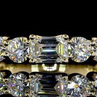14K Yellow Gold East-West Half Eternity Band with Emerald Cut and Brilliant Cut Lab Diamonds - 3.26 Carats Total Diamond Weight - Covaloro Fine Jewelry