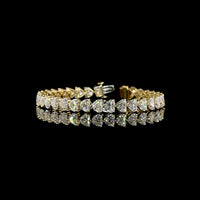 14K Yellow Gold East-West Heart Shaped Tennis Bracelet with 33 Lab Grown Diamonds - 21.03 Carat Total Weight, E-F Color VS1 Clarity - Covaloro Fine Jewelry