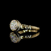 14K Yellow Gold East-West Hidden Halo Ring with 2.13 Carat Oval Cut Lab Diamond and 0.12 Carat Brilliant Cut Accent Diamonds - 2.25 Carat Total Weight - Covaloro Fine Jewelry