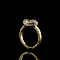 14K Yellow Gold East-West Hidden Halo Ring with 3.06 Carat Oval Lab Diamond and 0.25 Carat Round Lab Diamond Accents - 3.31 Carat Total Weight - Covaloro Fine Jewelry