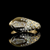 14K Yellow Gold East-West Kite Cut Lab Diamond Ring with Flush Set Brilliant Accents - 0.98 Carats Total Diamond Weight - Covaloro Fine Jewelry