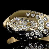 14K Yellow Gold East-West Kite Cut Lab Diamond Ring with Flush Set Brilliant Accents - 0.98 Carats Total Diamond Weight - Covaloro Fine Jewelry