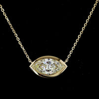 14K Yellow Gold East-West Marquise Bezel Solitaire Pendant - 1.54 Carats Lab Diamond E-F VVS2 IGI Certified - Covaloro Fine Jewelry