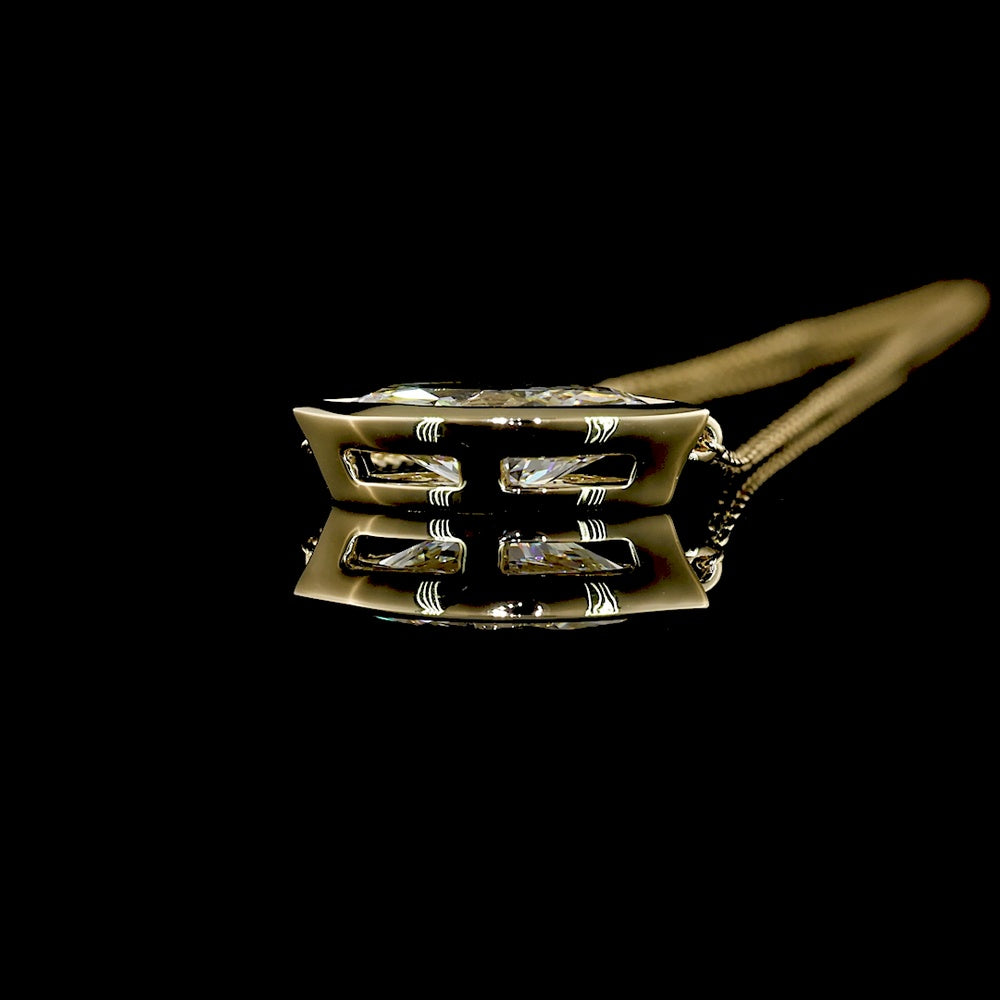 14K Yellow Gold East-West Marquise Bezel Solitaire Pendant - 1.54 Carats Lab Diamond E-F VVS2 IGI Certified - Covaloro Fine Jewelry