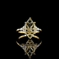 14K Yellow Gold East-West Marquise Cut Diamond Ring with Lab Grown E VS1 Stones - 3.56 Carat Total Diamond Weight - Covaloro Fine Jewelry