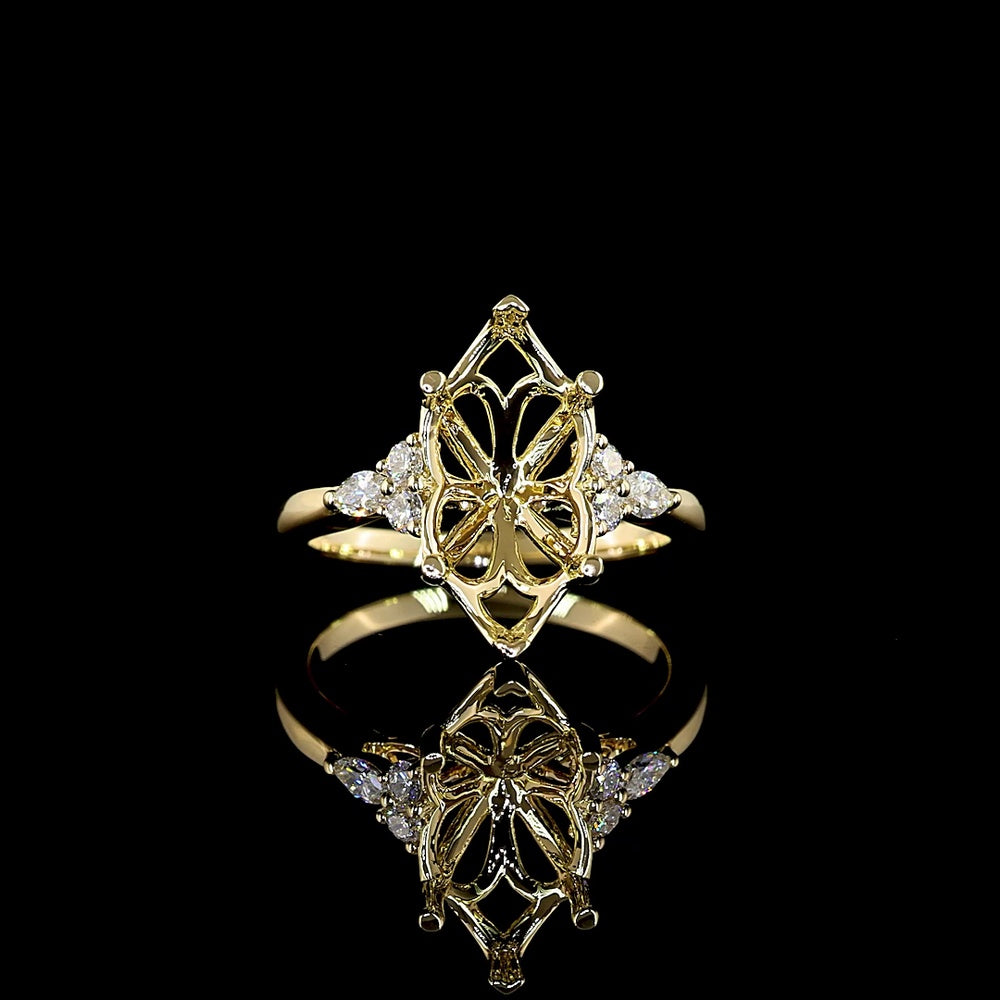 14K Yellow Gold East-West Marquise Cut Diamond Ring with Lab Grown E VS1 Stones - 3.56 Carat Total Diamond Weight - Covaloro Fine Jewelry