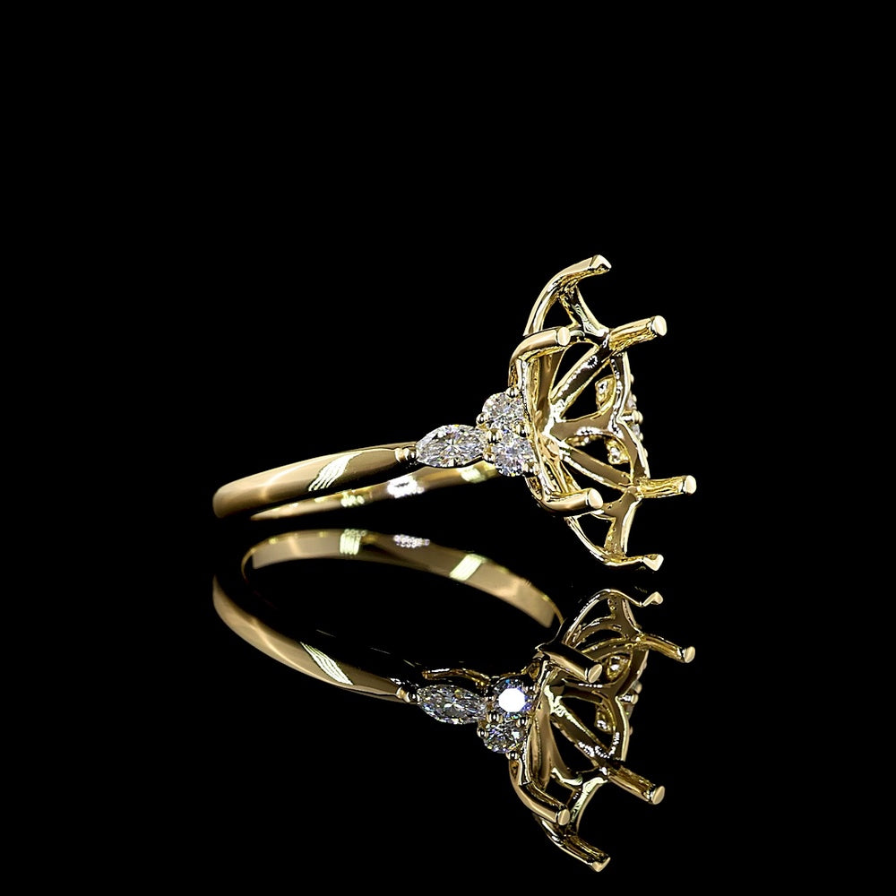 14K Yellow Gold East-West Marquise Cut Diamond Ring with Lab Grown E VS1 Stones - 3.56 Carat Total Diamond Weight - Covaloro Fine Jewelry
