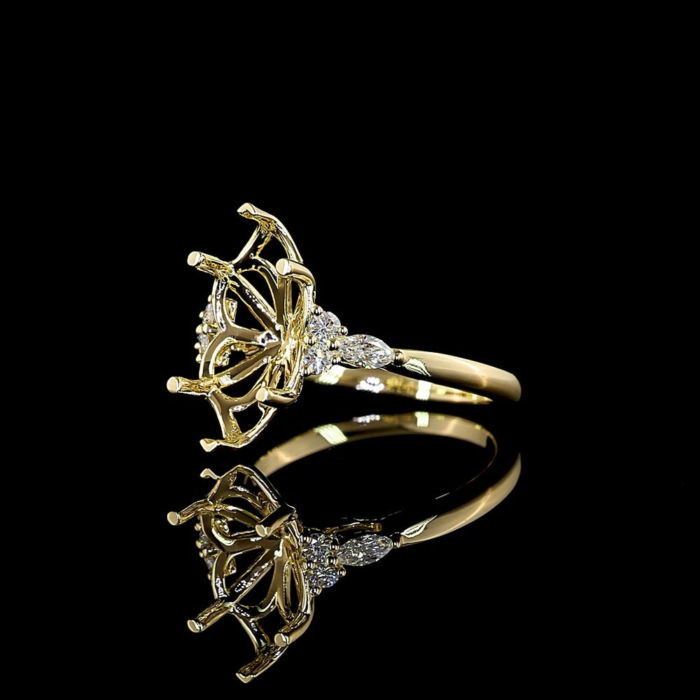 14K Yellow Gold East-West Marquise Cut Diamond Ring with Lab Grown E VS1 Stones - 3.56 Carat Total Diamond Weight - Covaloro Fine Jewelry