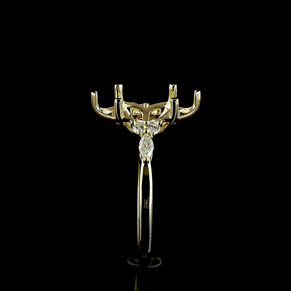 14K Yellow Gold East-West Marquise Cut Diamond Ring with Lab Grown E VS1 Stones - 3.56 Carat Total Diamond Weight - Covaloro Fine Jewelry