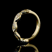 14K Yellow Gold East-West Marquise Cut Lab Diamond Five Stone Eternity Band - 1.22 Carat Total Diamond Weight, E-F VS Quality - Covaloro Fine Jewelry