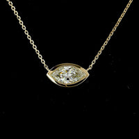14K Yellow Gold East-West Marquise Cut Lab Diamond Solitaire Pendant - IGI Certified E-F VVS2 - 1.07 Carat Total Diamond Weight - Covaloro Fine Jewelry