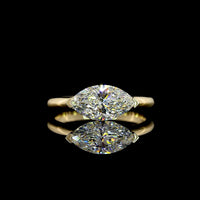 14K Yellow Gold East-West Marquise Cut Lab Diamond Solitaire Ring - 1.50 Carats Total Weight, E-F VVS2, IGI Certified - Covaloro Fine Jewelry
