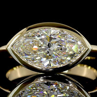 14K Yellow Gold East-West Marquise Cut Lab Diamond Solitaire Ring - 2.06 Carat E-F VVS2 - Covaloro Fine Jewelry