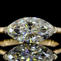 14K Yellow Gold East-West Marquise Cut Lab Diamond Solitaire Ring - 2.15 Carat E VVS2 IGI Certified - Covaloro Fine Jewelry