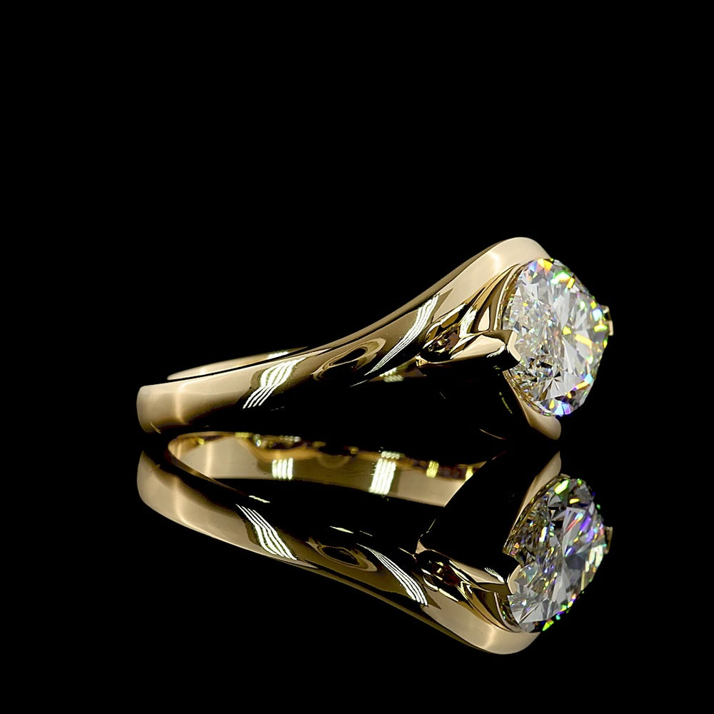 14K Yellow Gold East-West Marquise Cut Lab Diamond Solitaire Ring - 3.02 Carat Total Weight, E-F Color VS1 Clarity - Covaloro Fine Jewelry