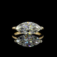 14K Yellow Gold East-West Marquise Cut Lab Diamond Solitaire Ring - 3.03 Carat E-F VS1 IGI Certified - Covaloro Fine Jewelry