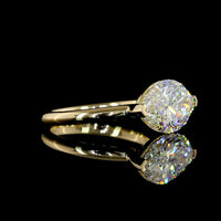 14K Yellow Gold East West Marquise Cut Lab Diamond Solitaire Ring - 4.04 Carat E VVS2 IGI Certified - Covaloro Fine Jewelry