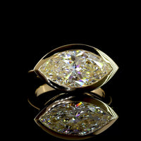 14K Yellow Gold East-West Marquise Cut Lab Diamond Solitaire Ring - 5.00 Total Carat Weight, E-F Color, VVS2 Clarity, Bezel Setting, IGI Certified - Covaloro Fine Jewelry