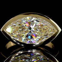 14K Yellow Gold East-West Marquise Cut Lab Diamond Solitaire Ring - 5.00 Total Carat Weight, E-F Color, VVS2 Clarity, Bezel Setting, IGI Certified - Covaloro Fine Jewelry