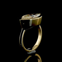 14K Yellow Gold East-West Marquise Cut Lab Diamond Solitaire Ring - 5.00 Total Carat Weight, E-F Color, VVS2 Clarity, Bezel Setting, IGI Certified - Covaloro Fine Jewelry