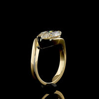14K Yellow Gold East-West Marquise Cut Solitaire Ring with Half Bezel Set Lab Diamond - 3.03 Carat Total Diamond Weight - Covaloro Fine Jewelry