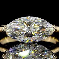 14K Yellow Gold East-West Marquise Cut Solitaire Ring with Lab Grown Diamond - 2.59 Carats Total Diamond Weight (E-F Color, VVS2 Clarity, IGI Certified) - Covaloro Fine Jewelry