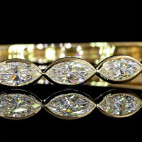 14K Yellow Gold East-West Marquise Diamond Bangle Bracelet with Bezel Setting - 4.29 Total Carat Weight (9 Lab Diamonds, E-F Color, VS Clarity) - Covaloro Fine Jewelry