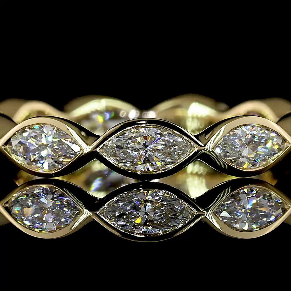 14K Yellow Gold East-West Marquise Lab Diamond Eternity Band - 1.12 Carats Total Diamond Weight - Covaloro Fine Jewelry
