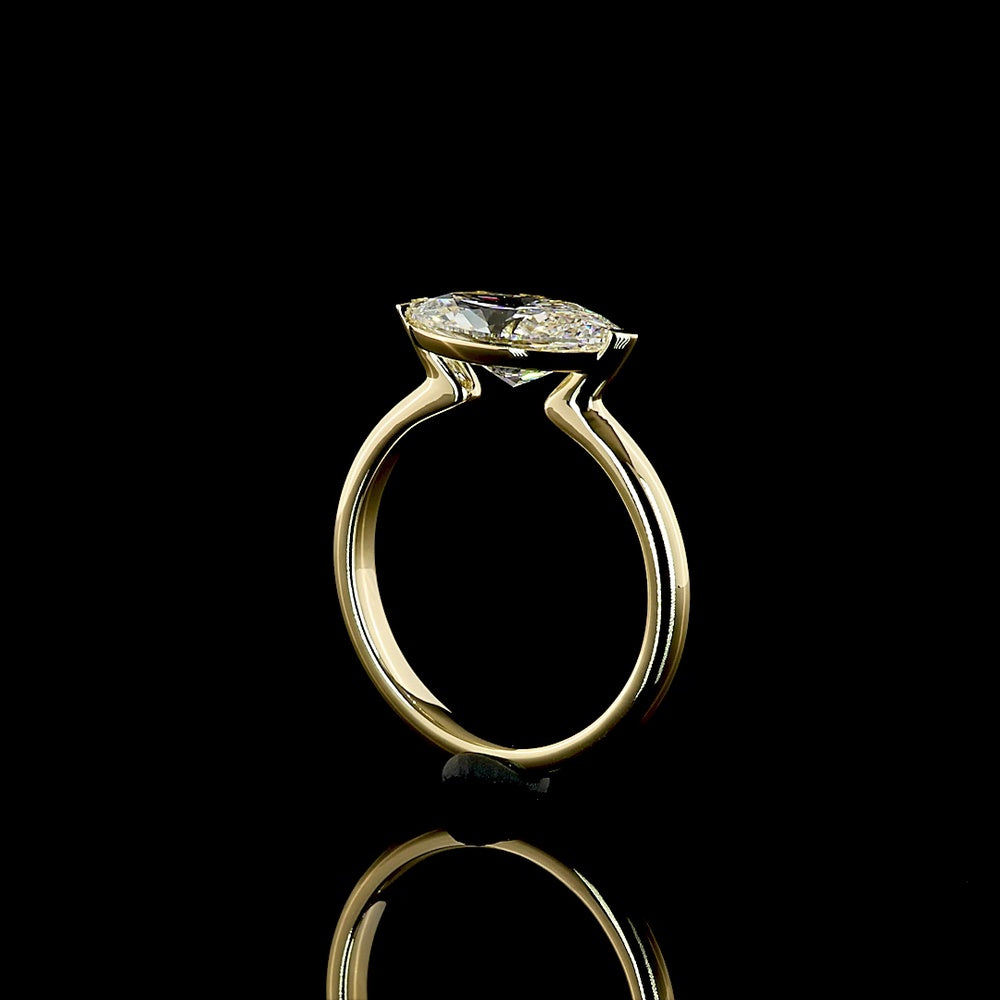 14K Yellow Gold East-West Marquise Lab Diamond Solitaire Ring - 2.08 Carats Total Diamond Weight - Covaloro Fine Jewelry