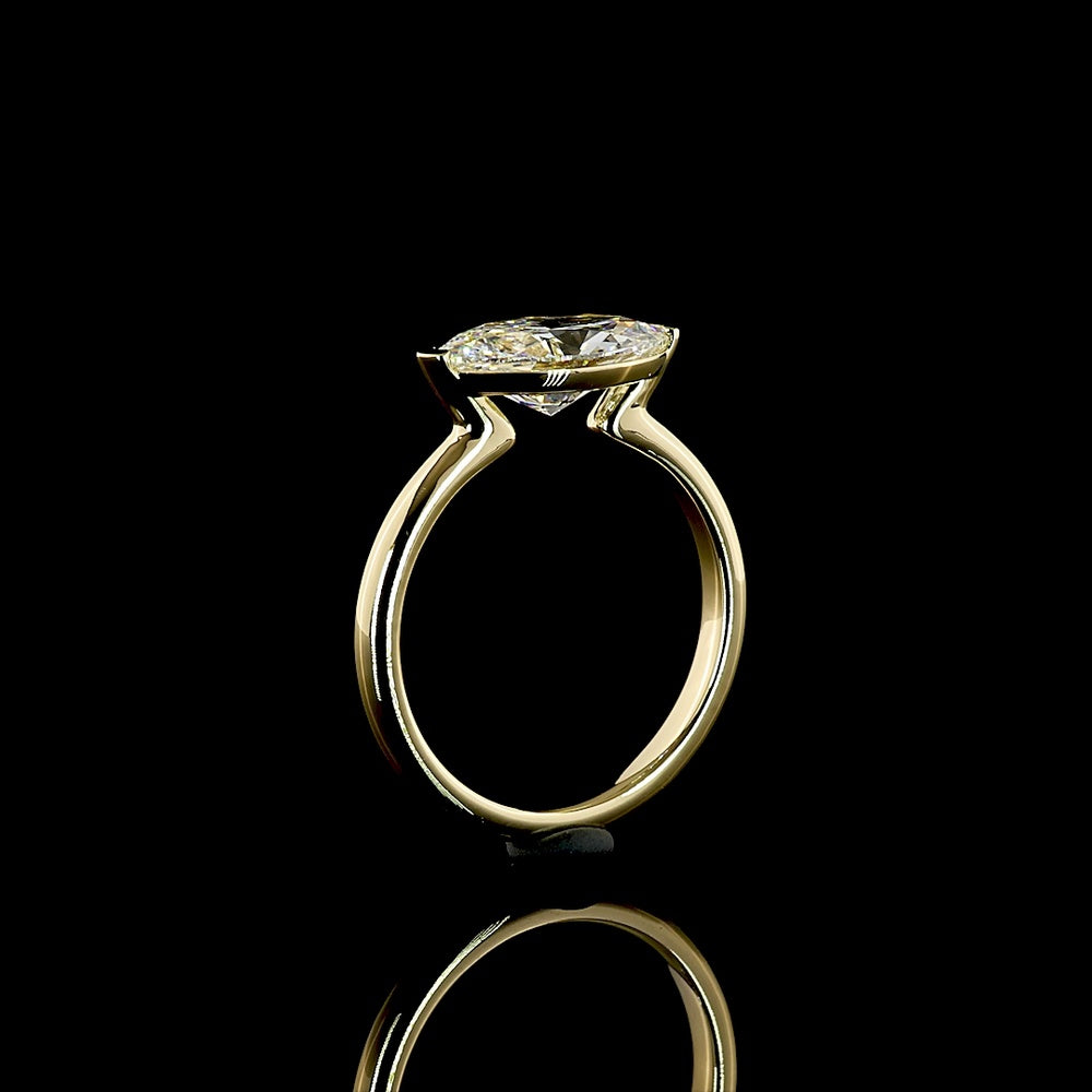 14K Yellow Gold East-West Marquise Lab Diamond Solitaire Ring - 2.08 Carats Total Diamond Weight - Covaloro Fine Jewelry