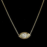 14K Yellow Gold East-West Marquise Solitaire Pendant with Bezel Set Lab Diamond - 2.09 Carat Total Weight, E-F Color VS1 Clarity, IGI Certified - Covaloro Fine Jewelry