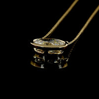 14K Yellow Gold East-West Oval Cut Bezel Set Solitaire Pendant - 2.36 Carat Lab Diamond, E-F Color, VVS2 Clarity, IGI Certified - Covaloro Fine Jewelry