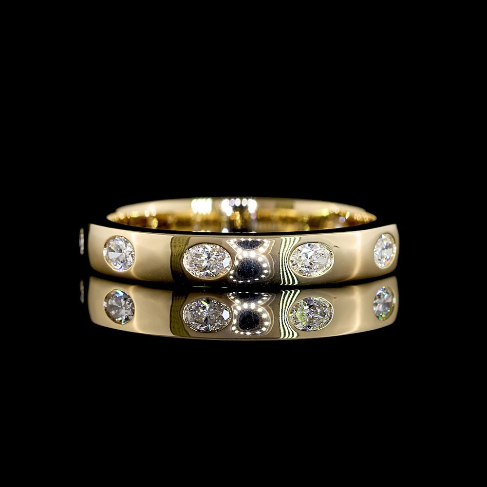 14K Yellow Gold East-West Oval Cut Eternity Band with Flush Set Lab-Grown Diamonds - 0.78 Carats Total Diamond Weight - Covaloro Fine Jewelry
