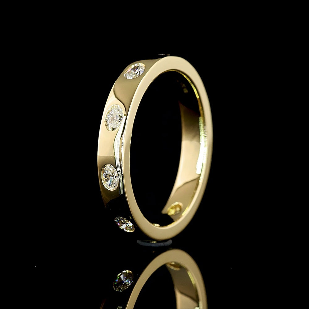 14K Yellow Gold East-West Oval Cut Eternity Band with Flush Set Lab-Grown Diamonds - 0.78 Carats Total Diamond Weight - Covaloro Fine Jewelry