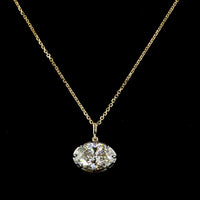14K Yellow Gold East-West Oval Cut Lab Diamond Solitaire Pendant - 4.03 Carat, E-F Color VVS2 Clarity with Black Rhodium Accented Setting - Covaloro Fine Jewelry