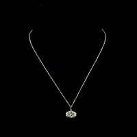 14K Yellow Gold East-West Oval Cut Lab Diamond Solitaire Pendant - 4.03 Carat, E-F Color VVS2 Clarity with Black Rhodium Accented Setting - Covaloro Fine Jewelry