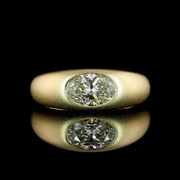 14K Yellow Gold East-West Oval Cut Lab Diamond Solitaire Ring with Flush Setting - 1.23 Carats Total Diamond Weight - Covaloro Fine Jewelry
