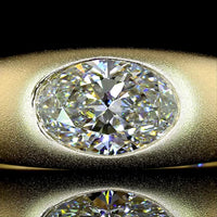 14K Yellow Gold East-West Oval Cut Lab Diamond Solitaire Ring with Flush Setting - 1.23 Carats Total Diamond Weight - Covaloro Fine Jewelry