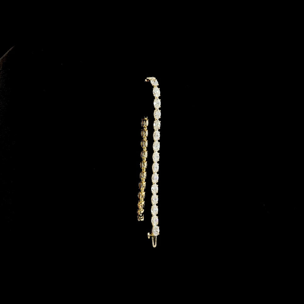 14K Yellow Gold East-West Oval Cut Lab Diamond Tennis Bracelet - 10.55 Carat Total Weight, 32 Stones D VS1 - Covaloro Fine Jewelry