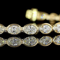 14K Yellow Gold East-West Oval Cut Lab Diamond Tennis Bracelet - 5.79 Carats Total Diamond Weight - Covaloro Fine Jewelry