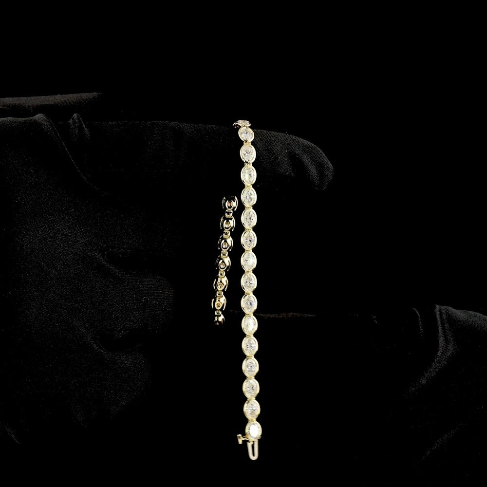 14K Yellow Gold East-West Oval Cut Lab Diamond Tennis Bracelet - 5.79 Carats Total Diamond Weight - Covaloro Fine Jewelry