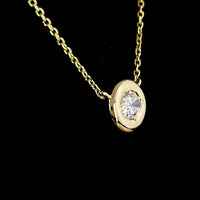 14K Yellow Gold East-West Oval Cut Solitaire Pendant with 0.25 Carats Lab Diamond (E-F Color, VS2 Clarity) - Covaloro Fine Jewelry